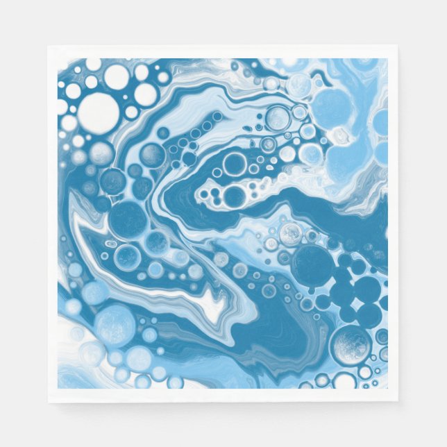 Serviette En Papier Bleu Digital Fluid Art Marbre Pour Peinture Cellul (Devant)