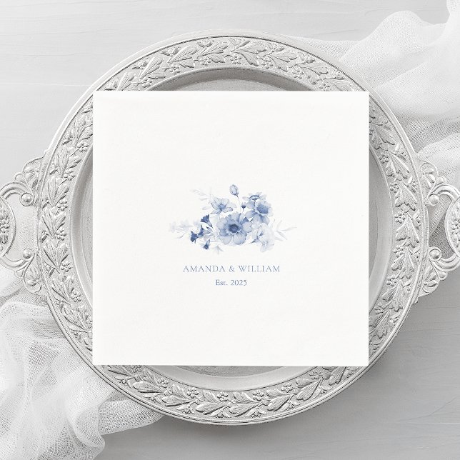 Serviette En Papier Bleu Dusty "Est. Serviettes Mariages 2025 pouces (Créateur téléchargé)