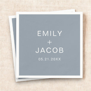 Serviette En Papier Bleu Dusty Minimaliste Simple Mariage moderne