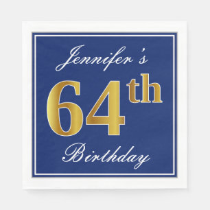 Serviette En Papier Bleu élégant, anniversaire d'or de Faux