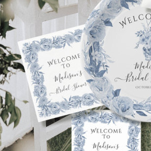 Serviette En Papier Bleu Elegant Floral Chinoiserie Fête des mariées