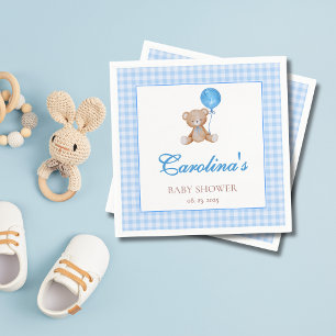 Serviette En Papier Bleu élégant nous pouvons attendre baby shower nap