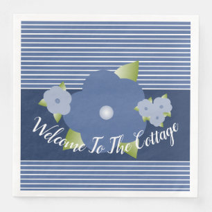 Serviette En Papier Bleu Et Blanc