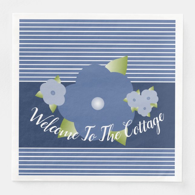 Serviette En Papier Bleu Et Blanc (Devant)