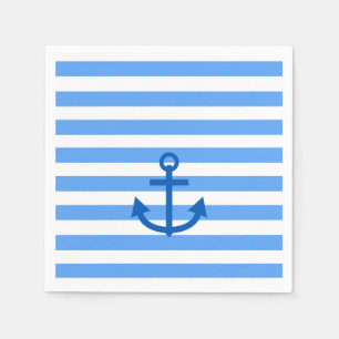 Serviette En Papier Bleu et blanc Ancre