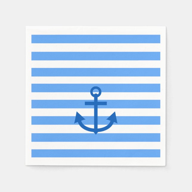 Serviette En Papier Bleu et blanc Ancre (Devant)