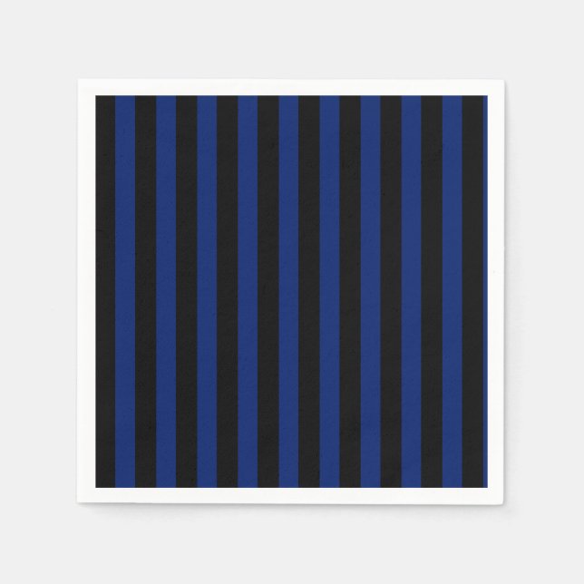 Serviette En Papier Bleu et noir bonbons rayés (Devant)