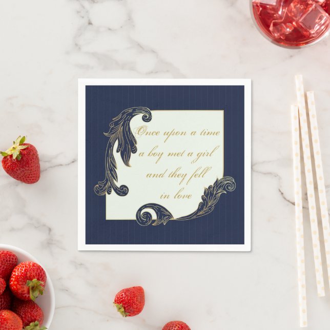 Serviette En Papier Bleu et or (En situation)