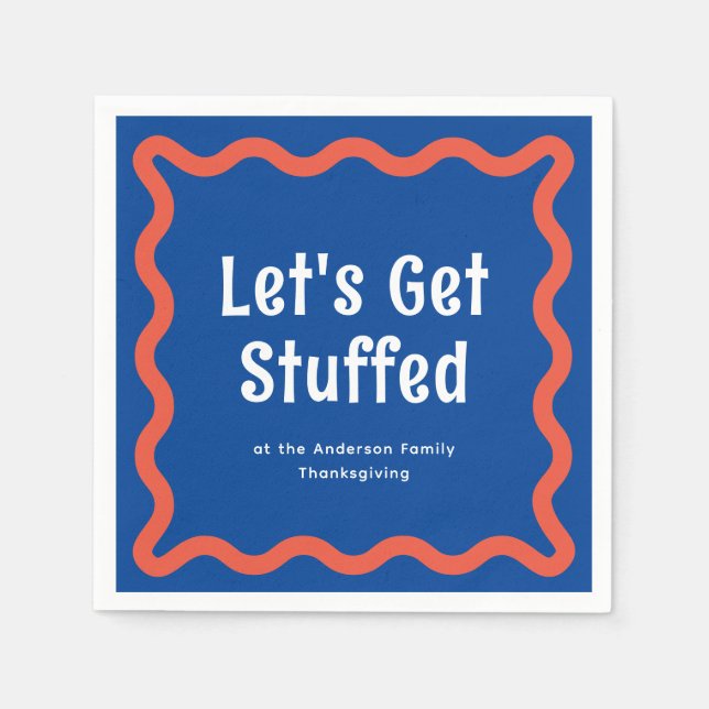 Serviette En Papier Bleu et orange Obtenons un Carré ondulé (Devant)