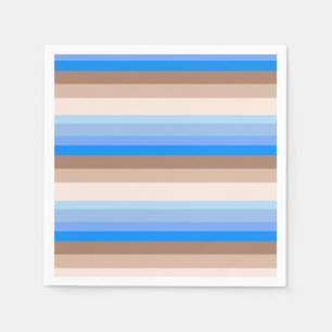 Serviette En Papier Bleu et rayures Brown