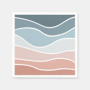 Serviette En Papier Bleu et rose style rétro vagues design
