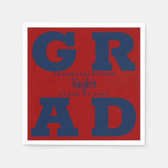 Serviette En Papier Bleu et rouge foncé Graduation (Devant)