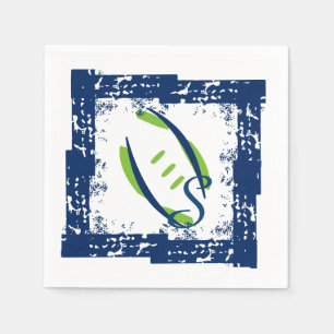 Serviette En Papier Bleu et vert Cocktail serviettes-initial bleu
