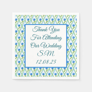 Serviette En Papier Bleu et vert grand-millénaires Hydrangea Ditsy