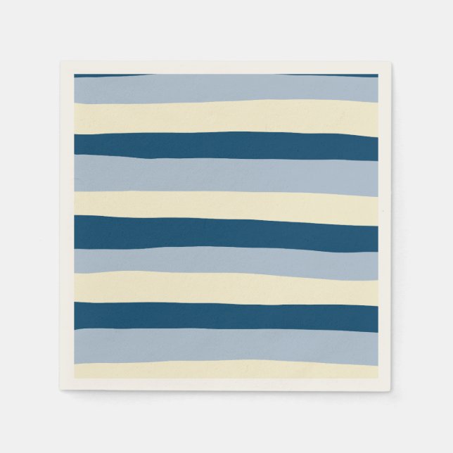 Serviette En Papier Bleu foncé, Bleu clair et Crème (Devant)
