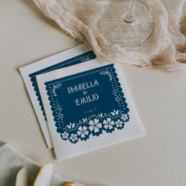 Serviette En Papier Bleu Foncé | Mariage mexicain Papel Picado