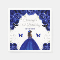 Bleu foncé Peau foncée Princesse Anniversaire