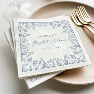 Serviette En Papier Bleu Français Chinoiserie Floral Fête de Mariage