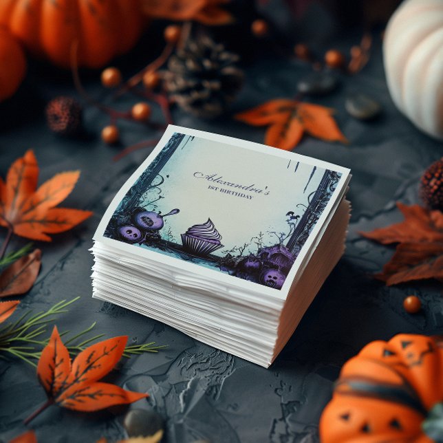 Serviette En Papier Bleu gothique Éffrayant UN Anniversaire (Créateur téléchargé)