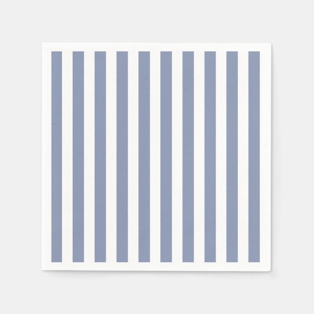 Serviette En Papier Bleu gris et blanc rayures de bonbons (Devant)