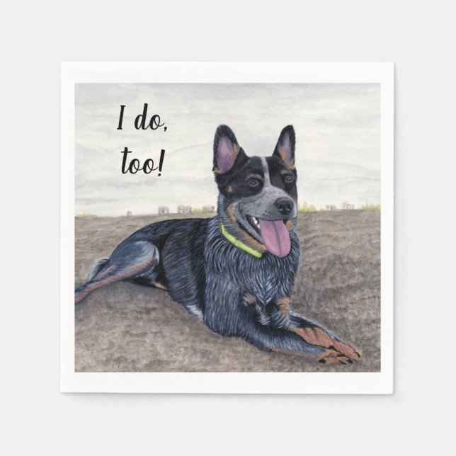 Serviette En Papier Bleu Heeler Cocktail serviettes (Devant)