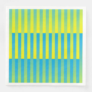 Serviette En Papier Bleu Jaune Vert Motif Rayé
