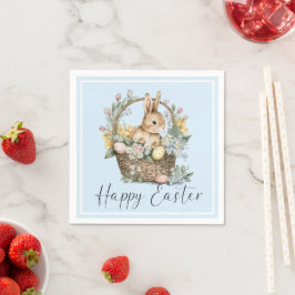 Serviette En Papier Bleu Joyeux lapin de Pâques