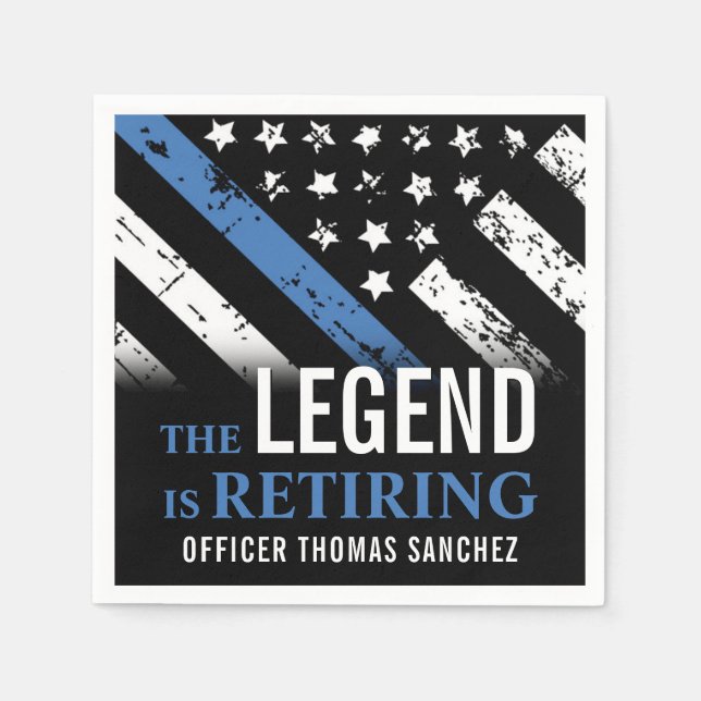 Serviette En Papier Bleu Léger Drapeau Police Parti de retraite (Devant)