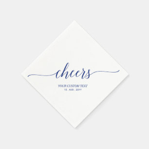 Serviette En Papier Bleu   Lettre Élégante et Stylée Cheers Fête