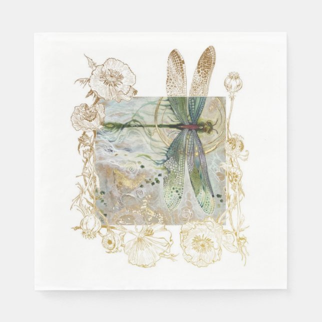 Serviette En Papier Bleu libellule Napkin (Devant)