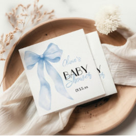 Serviette En Papier Bleu Main Écrite Bow Baby Boy Douche