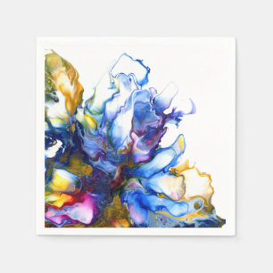 Serviette En Papier Bleu Marbre Agate Fluide Art