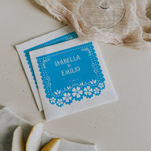 Serviette En Papier Bleu   Mariage mexicain en papier découpé