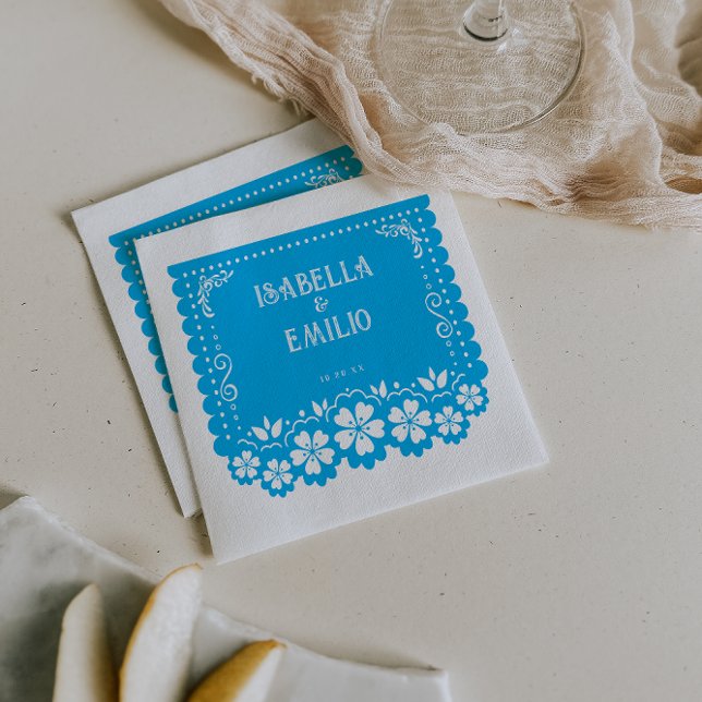 Serviette En Papier Bleu | Mariage mexicain Papel Picado (Créateur téléchargé)