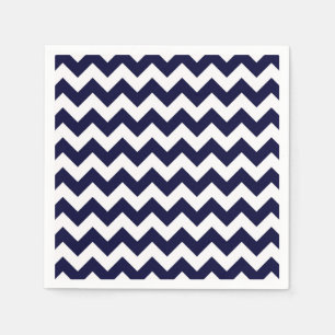 Serviette En Papier Bleu marine blanc motif chevron zig-zag