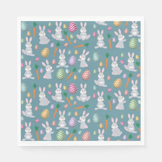 Serviette En Papier Bleu mignon lapin lapin Motif (Devant)