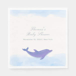 Serviette En Papier Bleu minimaliste Boho Ocean Dolphin Baby shower