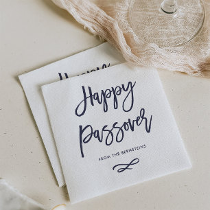 Serviette En Papier Bleu moderne simple de la pâque   et blanc heureu