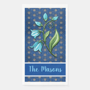 Serviette En Papier Bleu, noir et gris Pois Bellflowers