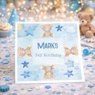 Serviette En Papier Bleu nounours mignon Anniversaire Napkin