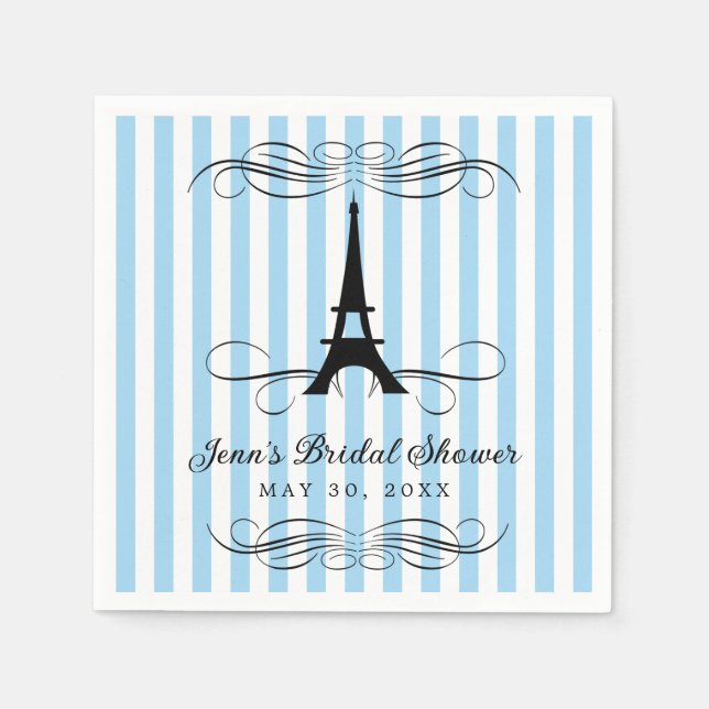 Serviette En Papier Bleu Paris Tour Eiffel | FÊTE DES MARIÉES (Devant)