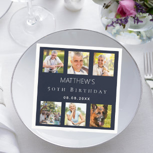 Serviette En Papier Bleu photo collage fête d'anniversaire