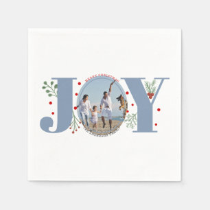 Serviette En Papier Bleu poussiéreux Joie, baies Noël photo Vacances
