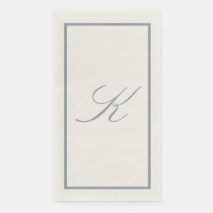 Serviette En Papier Bleu Poussiéreux Monogramme Initial Mariage Enterr