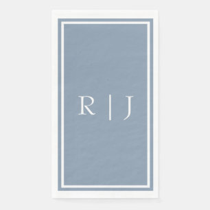 Serviette En Papier Bleu Poussiéreux Monogramme Nom Personnalisé Éléga