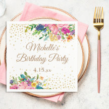 Bleu rose jaune Floral Anniversaire