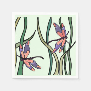 Serviette En Papier Bleu rouge mignon et Feuilles verts