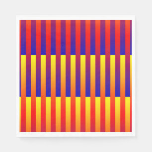 Serviette En Papier Bleu rouge rayures jaunes