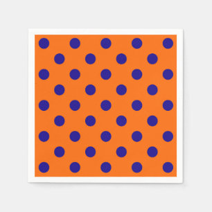 Serviette En Papier Bleu Sur Orange Pois Design Motif