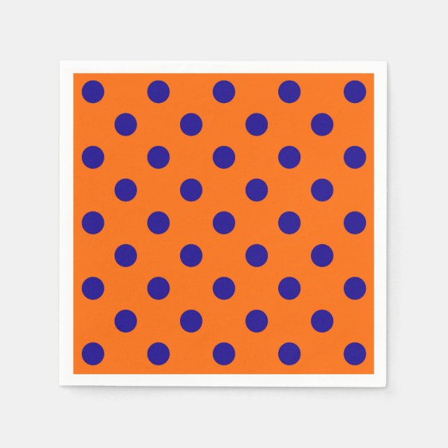 Serviette En Papier Bleu Sur Orange Pois Design Motif (Devant)